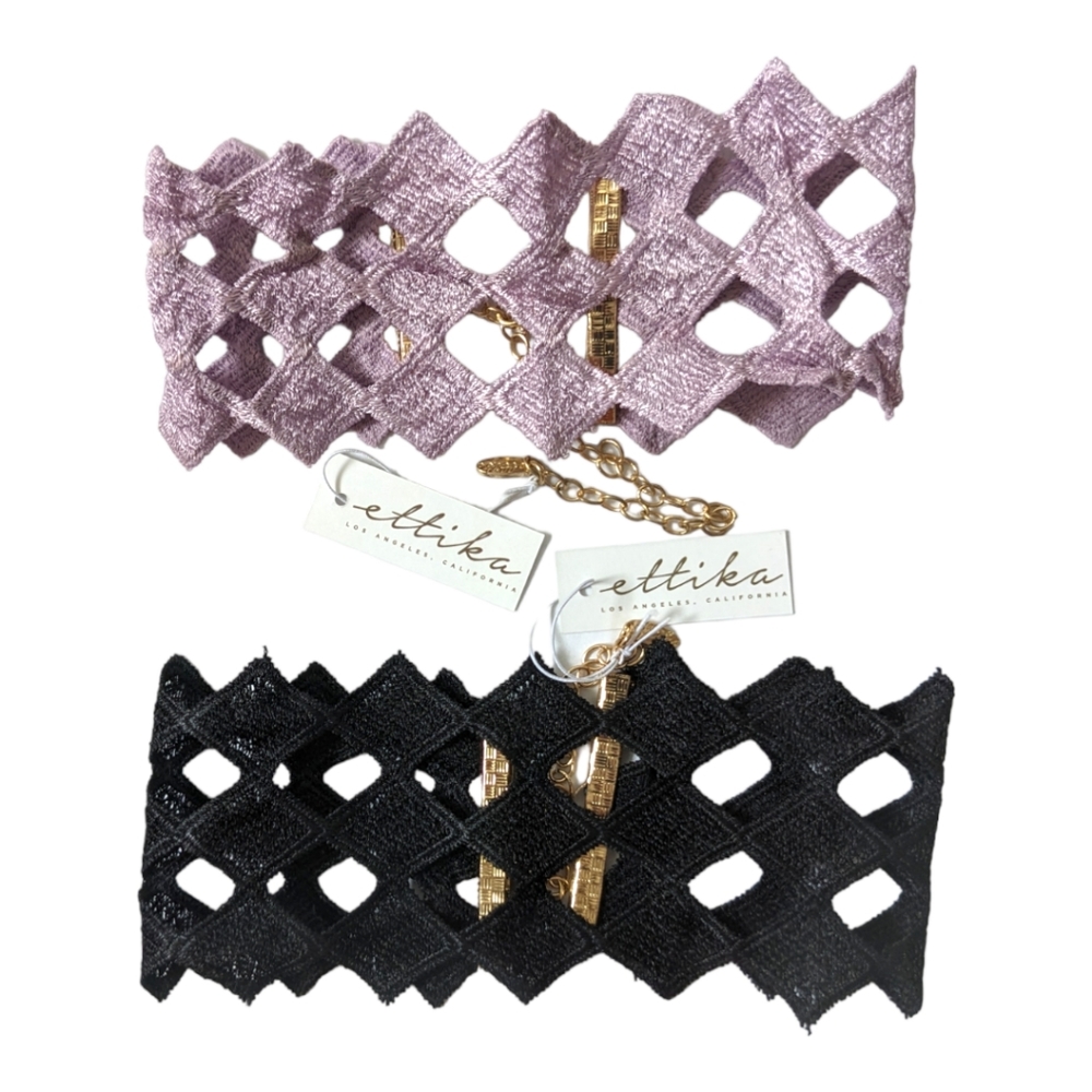 NWT Ettika Purple or Black Lace Diamond Lattice Cutout Adjustable Choker